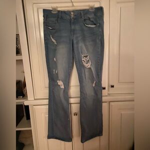 Mudd Light Blue Distressed Straight Leg Jeans